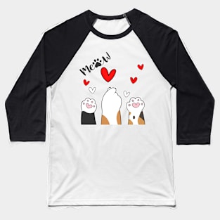 Cute Cats Love Meow Baseball T-Shirt